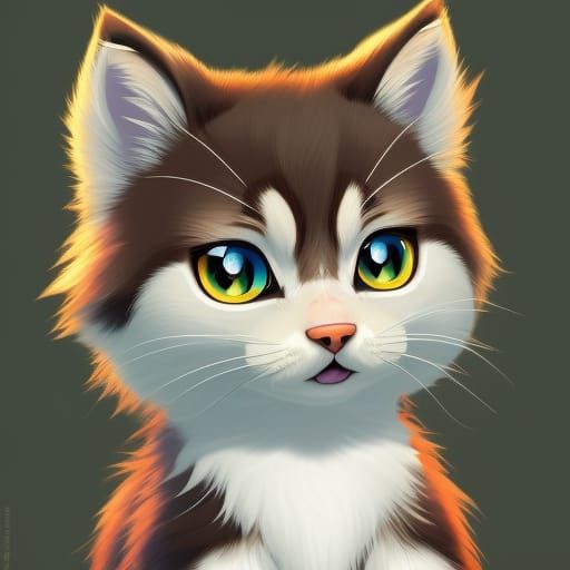 Cute tiny Siberian chibi cat by Per.