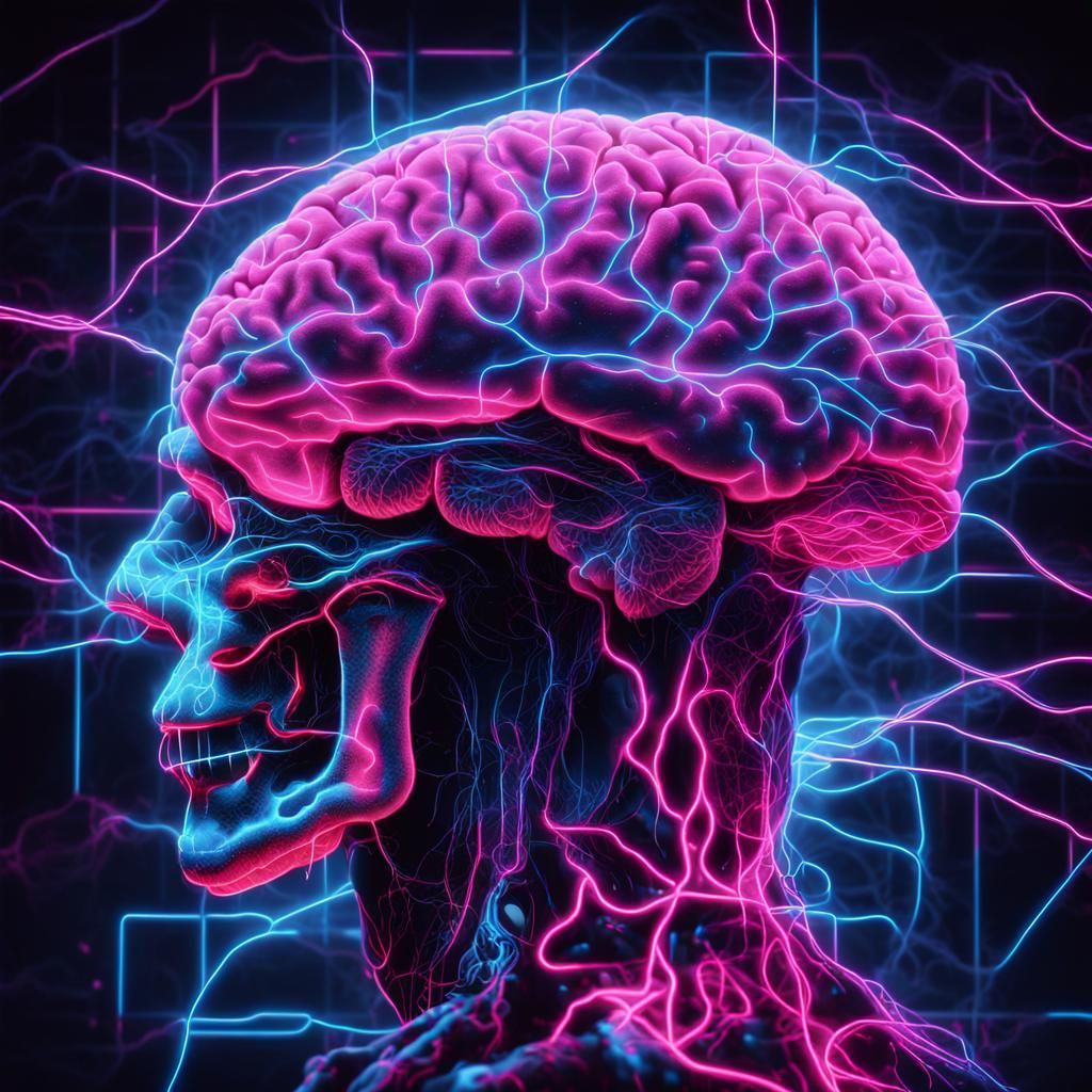 Cyberpunk Neuroanatomy: Brain Synapses as Digital Art