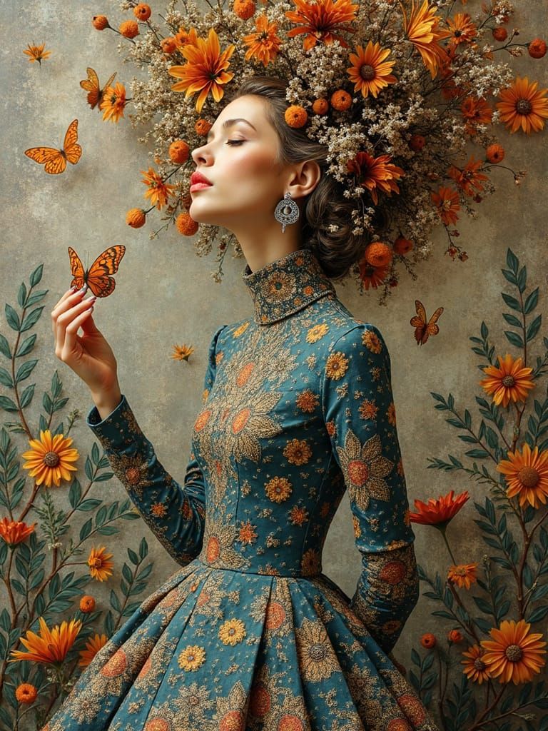 Architextual Couture Doodleblend Petrykivka Hyaline Poetic Quilling Melodramatic Lighting Fashion