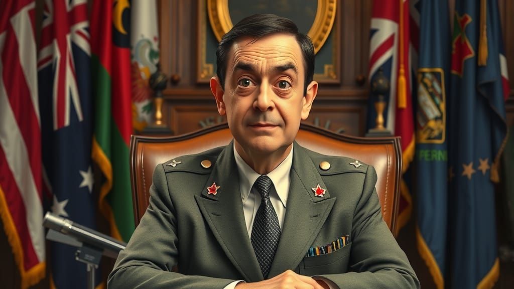 Mr. Bean as Military Dictator: Satirical Art