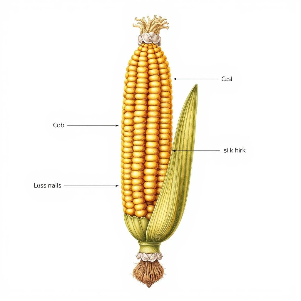 Exploded Diagram of a Ripe Ear of Corn