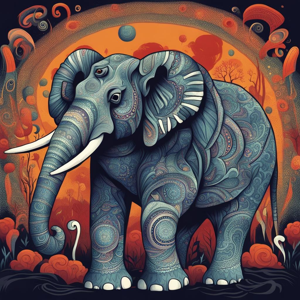 Stylized Elephant Nightmare Image