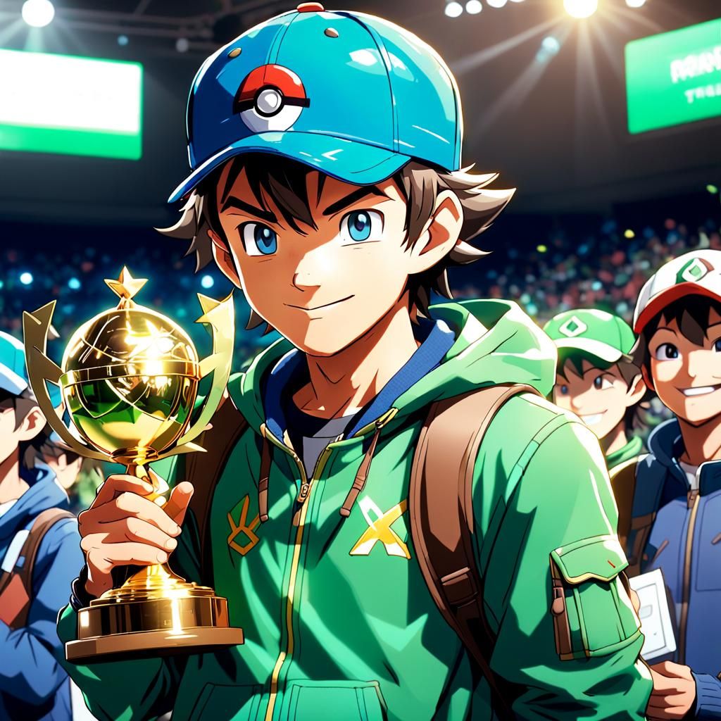 Pokémon Trainer Victorious in Anime Style