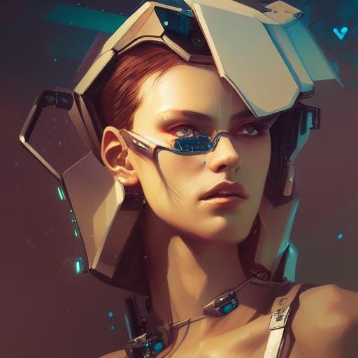 Rebecca Cyberpunk Edgerunners Portrait in Art Nouveau Style