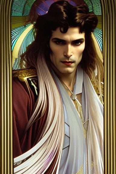 Vampire Prince Portrait in Art Nouveau Style