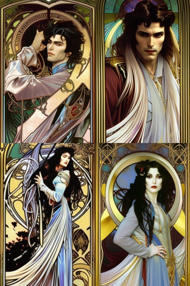 Vampire Prince Portrait in Art Nouveau Style