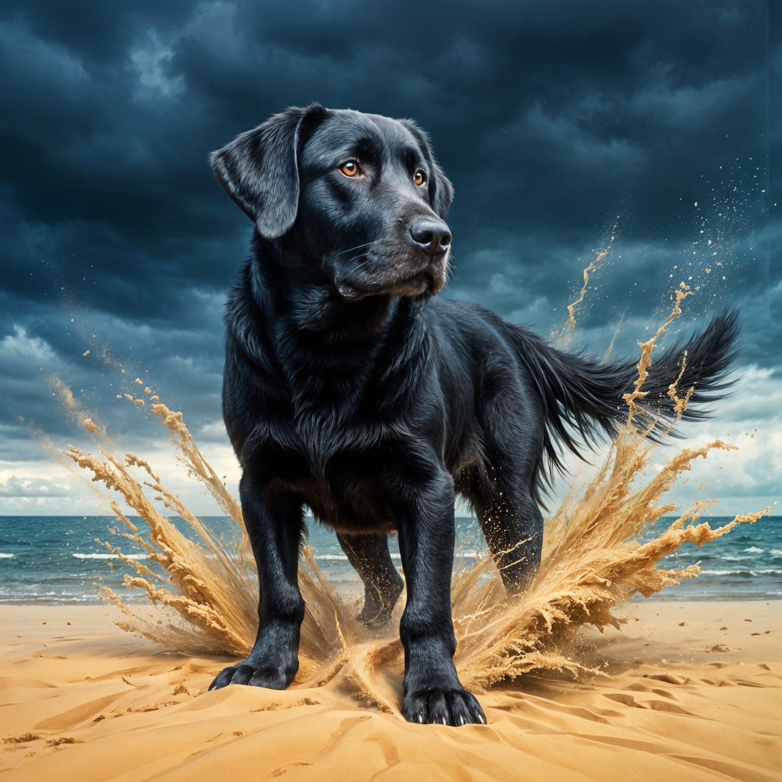 Black Lab in Photorealistic Sandstorm Style
