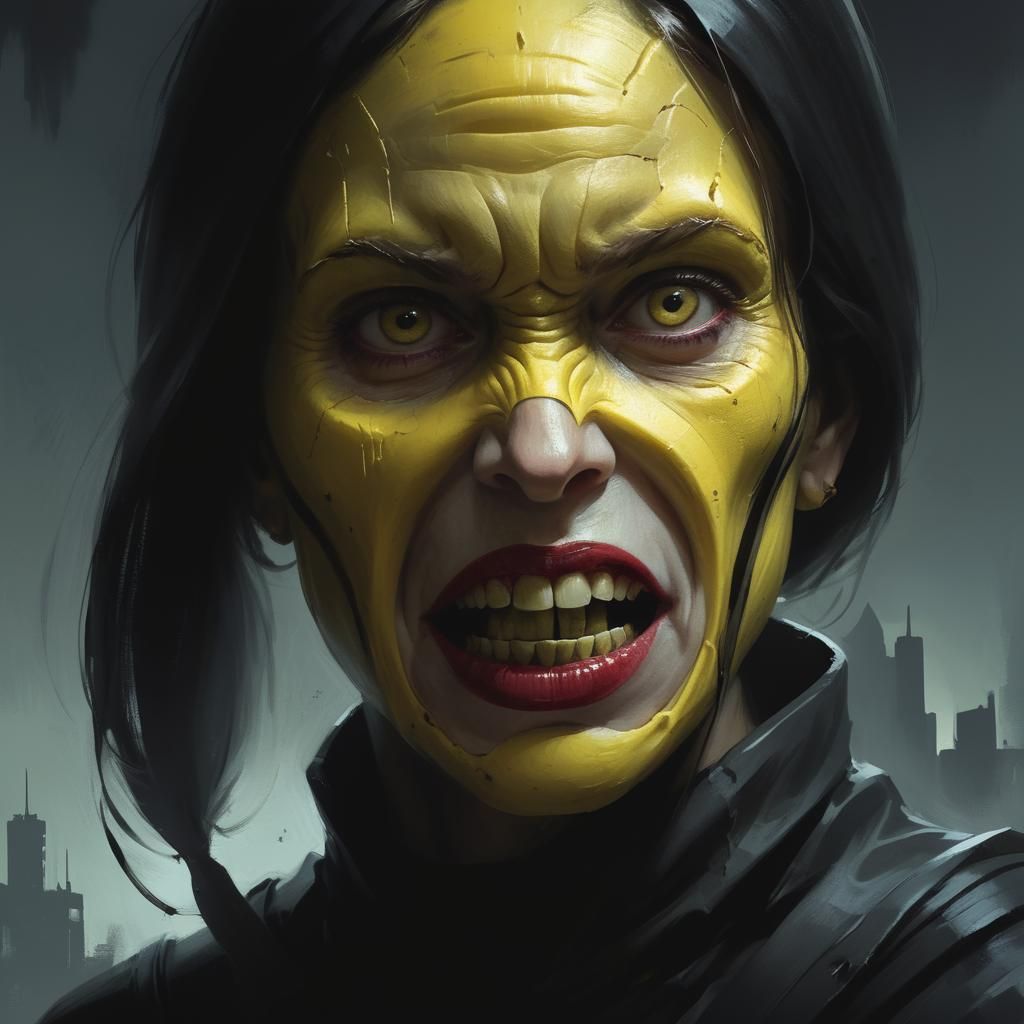 Sinister Banana Woman in Dark Fantasy Style