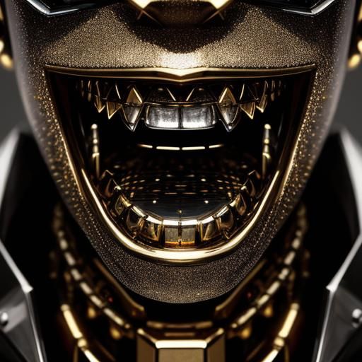 Hyperrealistic Robot with Diamond and Gold Grill