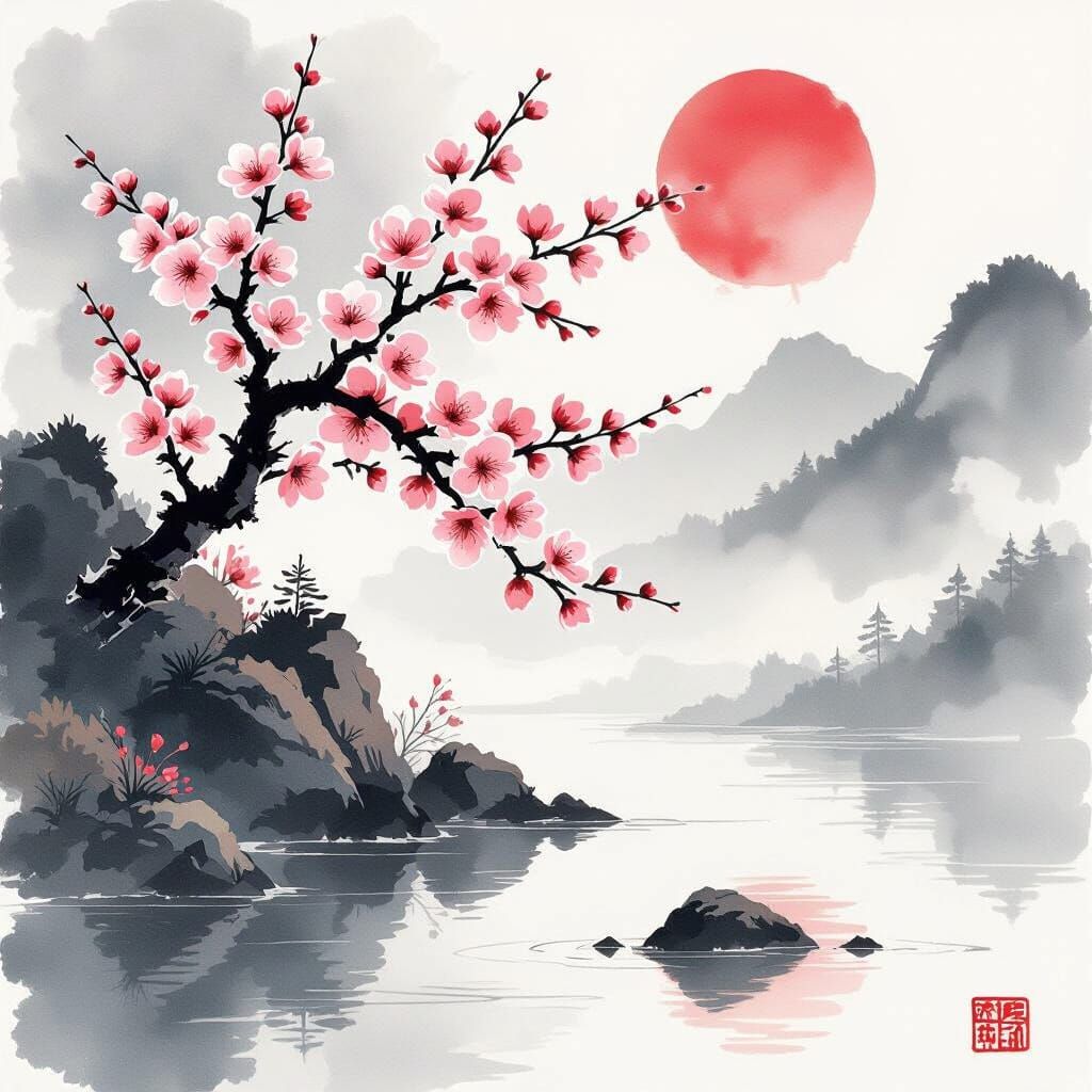 Sakura Blossoms Signal Spring in Japanese Art Style