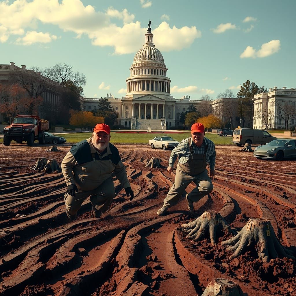 Surreal Chaos on the Capitol Lawn in Vibrant Colors