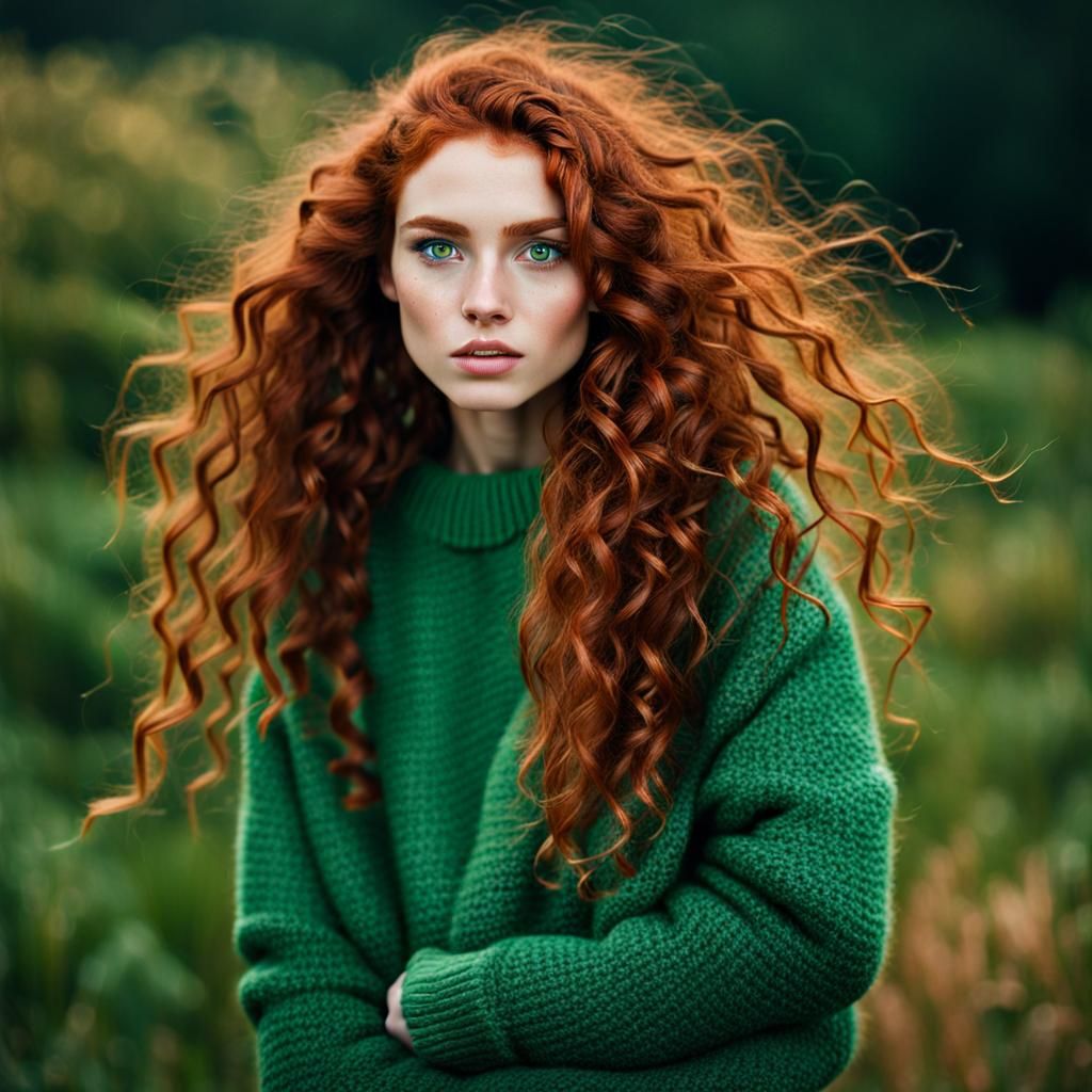 Portrait of a Red-Haired Girl with Freckles