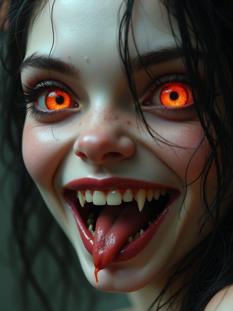 Enchanting Demon Lady with Hyperrealistic Portrayal