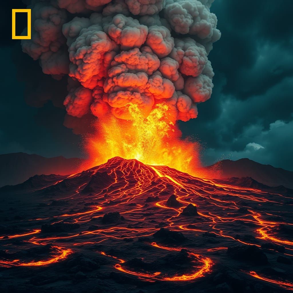 Volcanic Eruption: Hyperrealistic National Geographic Style