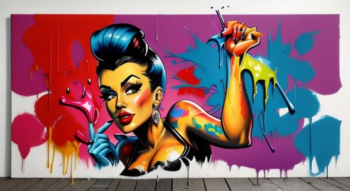 1950s Pin-up Girl Graffiti Street Art