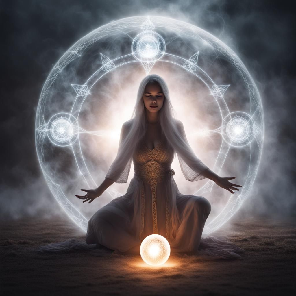 Glowing Crystal Orb of Power with Woman