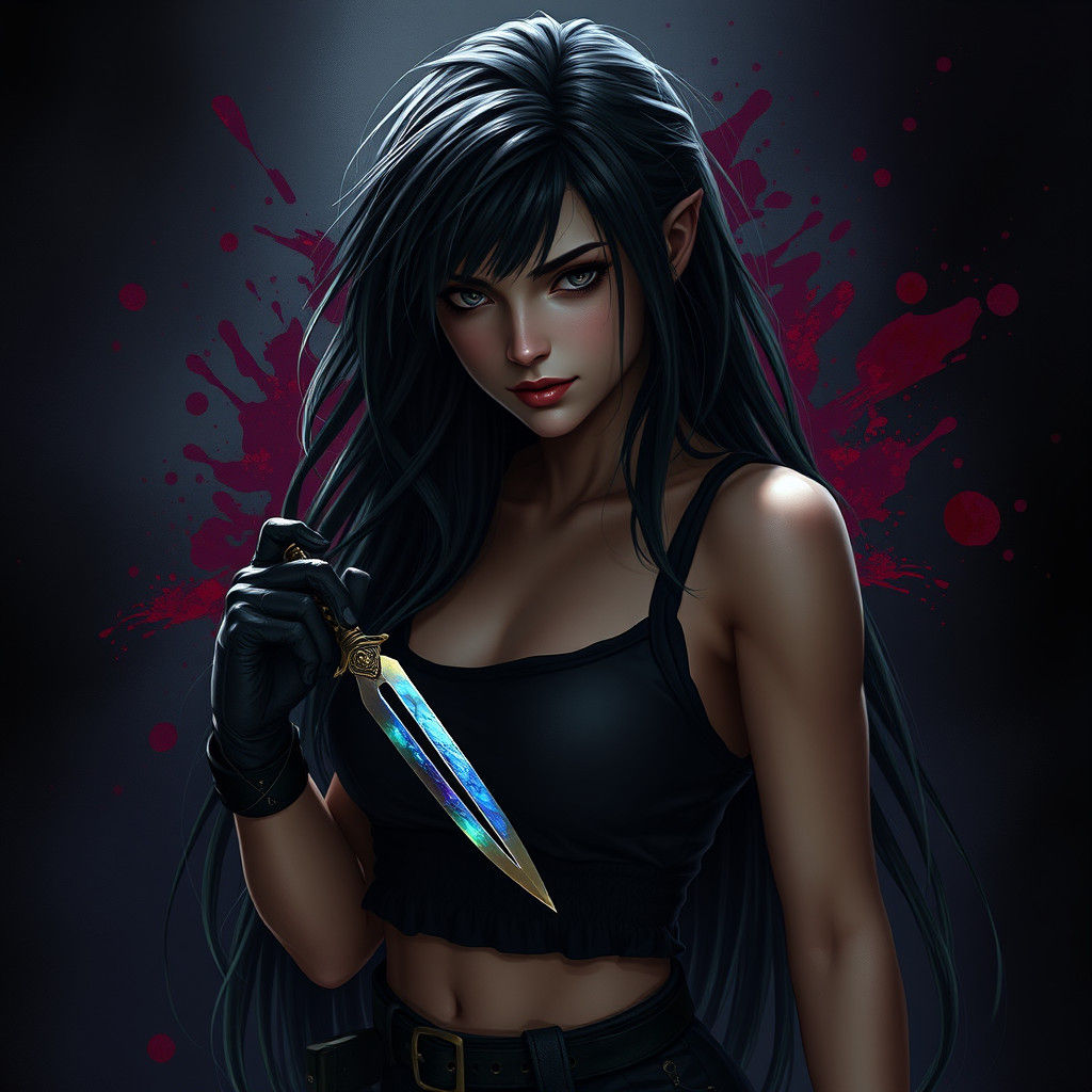 Mysterious Woman with Dagger in Greg Rutkowski Style