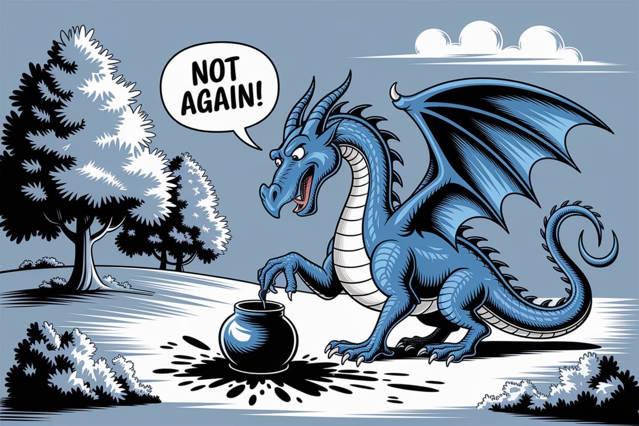 Dragon Spills Ink, Blots Pristine Landscape