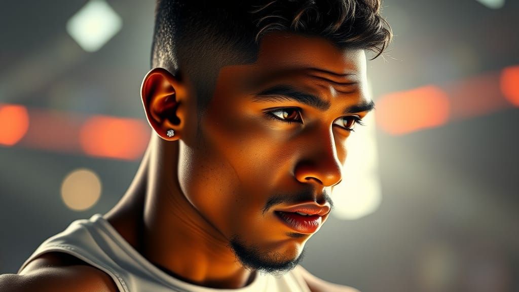 Young Man with Goatee and Earrings in Digital Painting