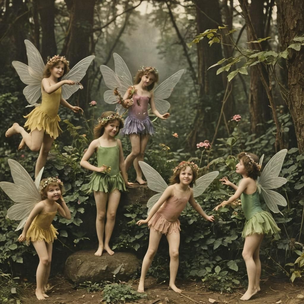 Fairies in Hand-Colored Photo Style