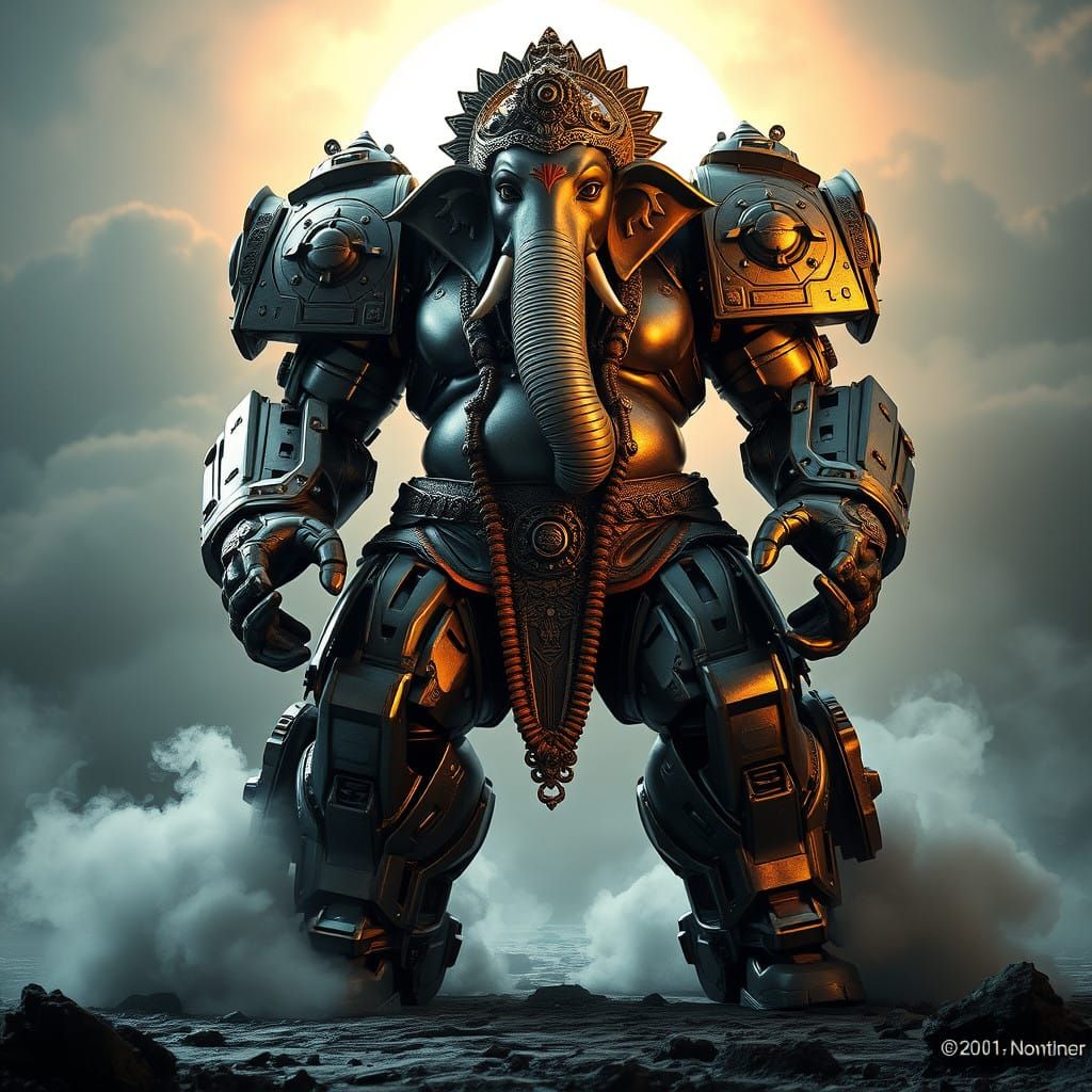 Lord ganesha in the hulk form and shape