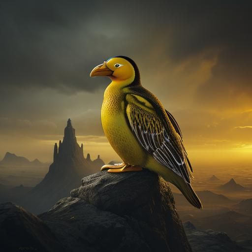 Golden Yellow Penguin: Digital Matte Painting