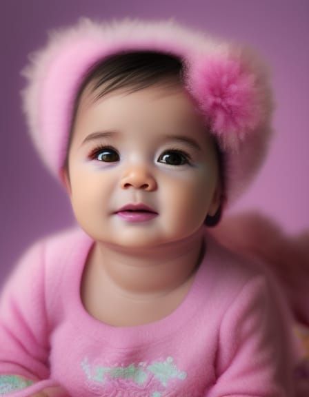 Beautiful Baby Girl Portrait in Oil Painting Style