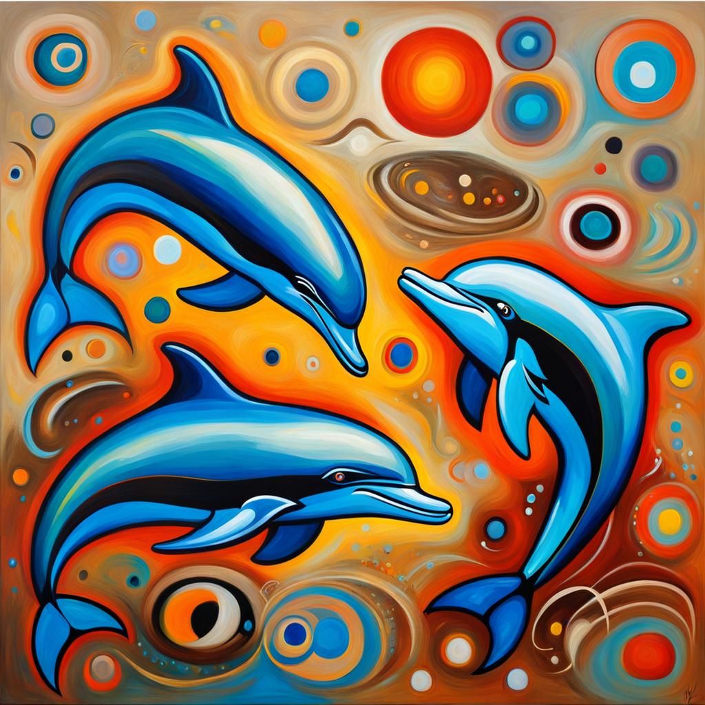 Dolphins Street Art in Kandinsky Style