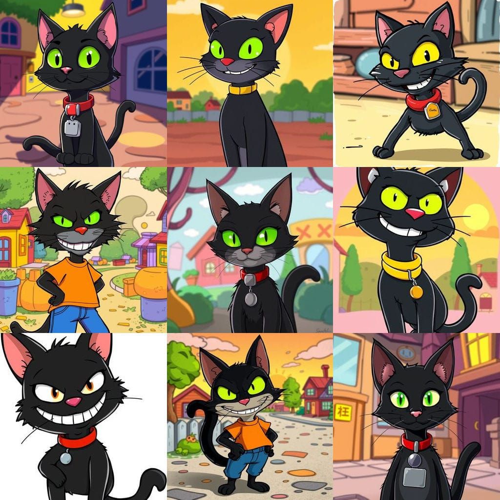 Simpsons-Inspired Cartoon Black Cat