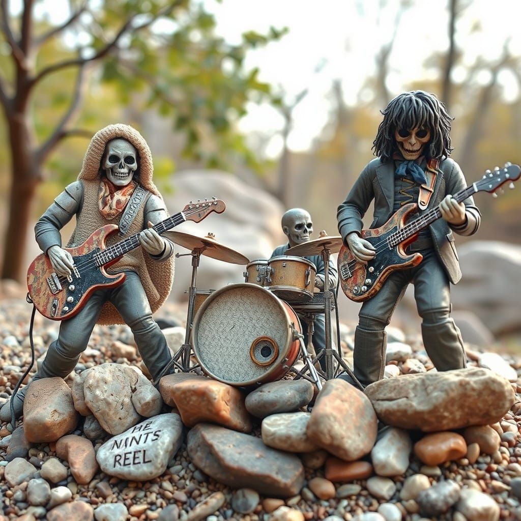 Rock and Roll Band Sculpted from Stones