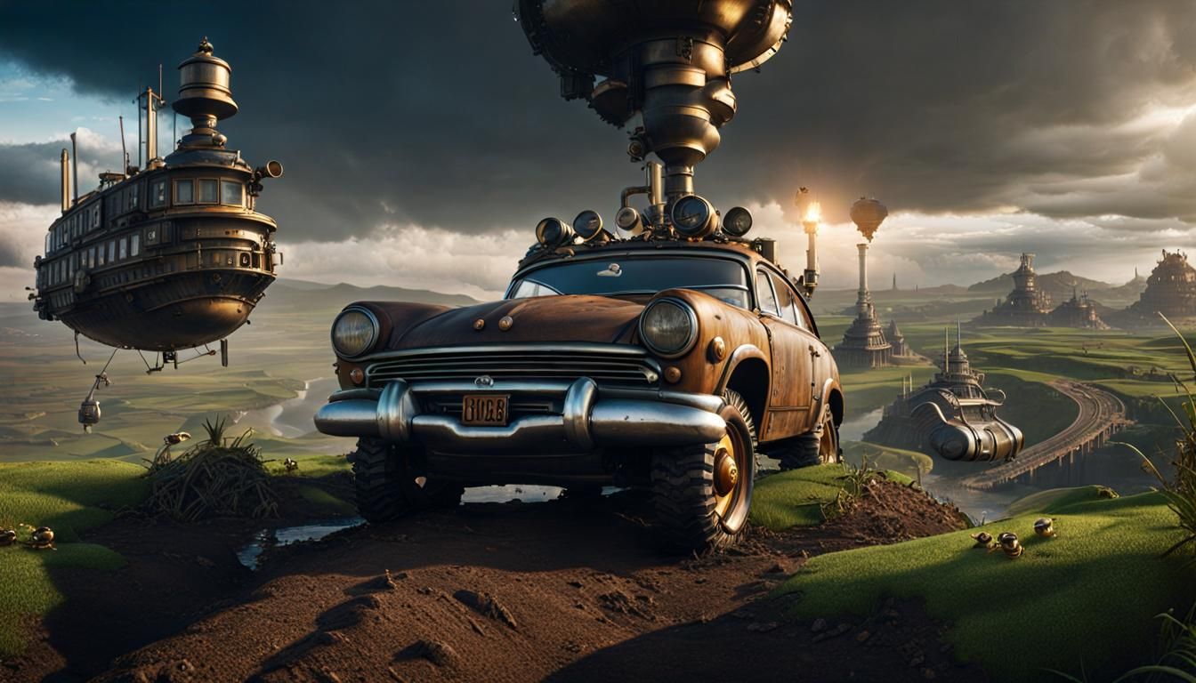 Frogpunk Band Plays in Barren Steampunk Landscape