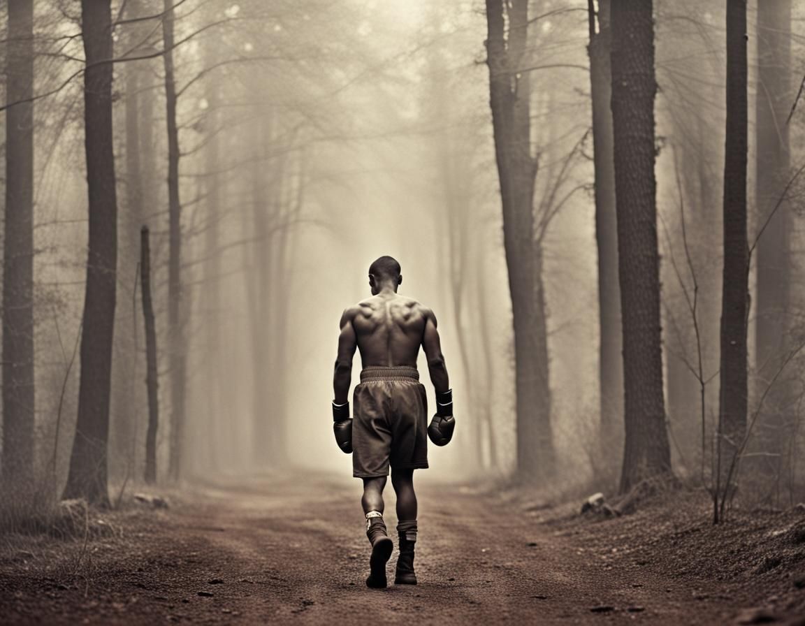 In the clearing stands a boxer
And a fighter by his trade
An...