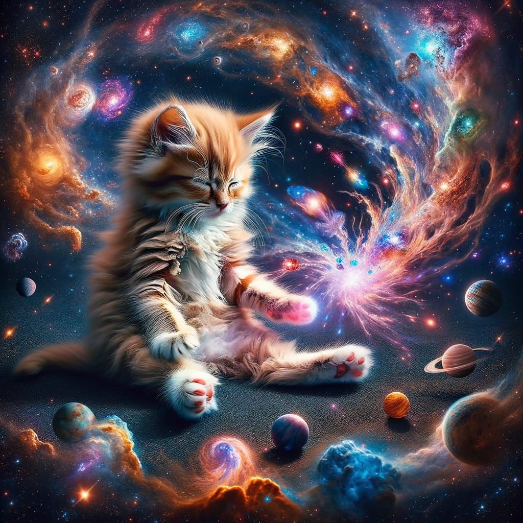 Divine Kitten Harnesses Cosmic Energy