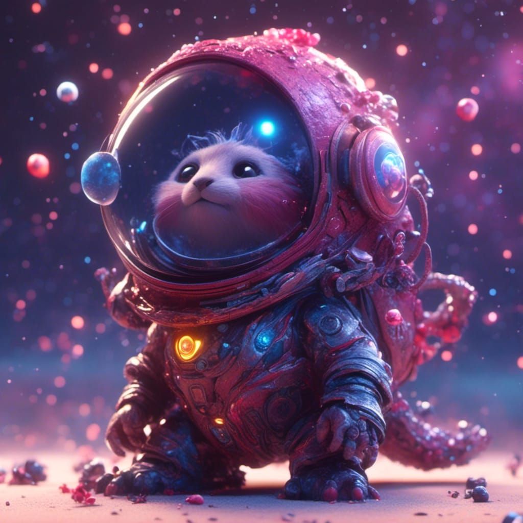 Chibi Space Creatures in Detailed Matte Painting