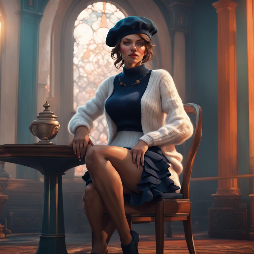 Woman in Blue Beret Concept Art
