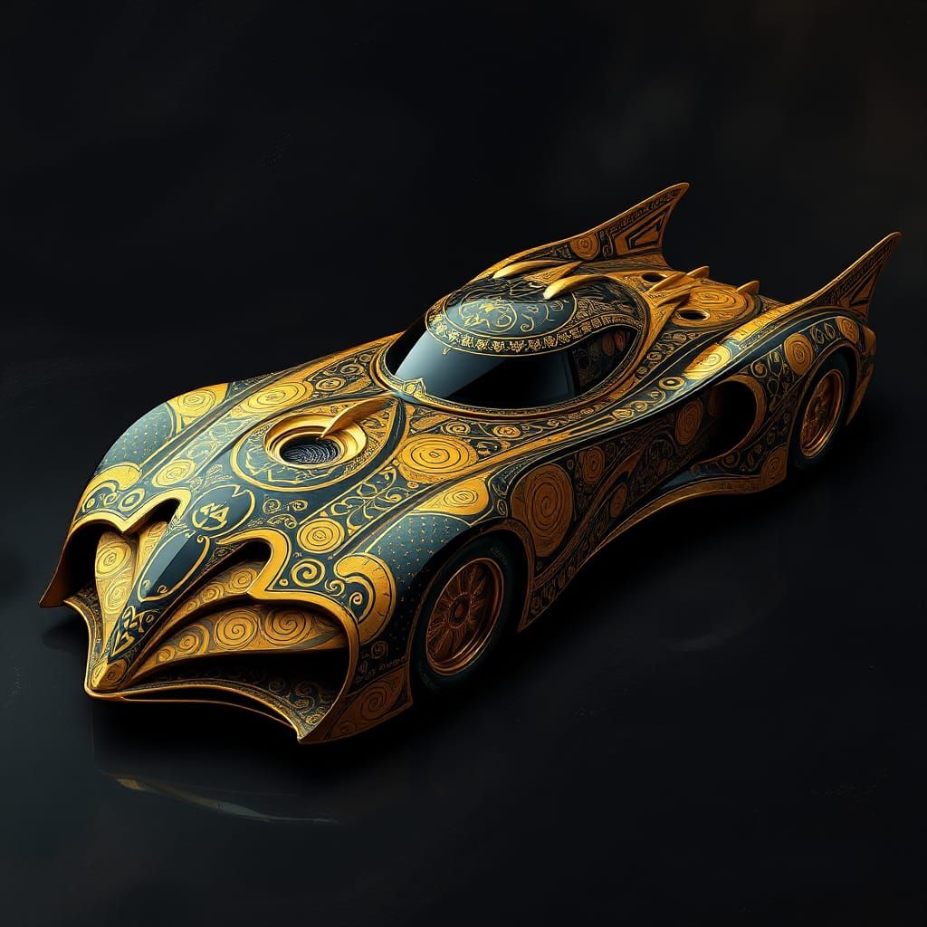 Golden Batmobile in Art Nouveau Style