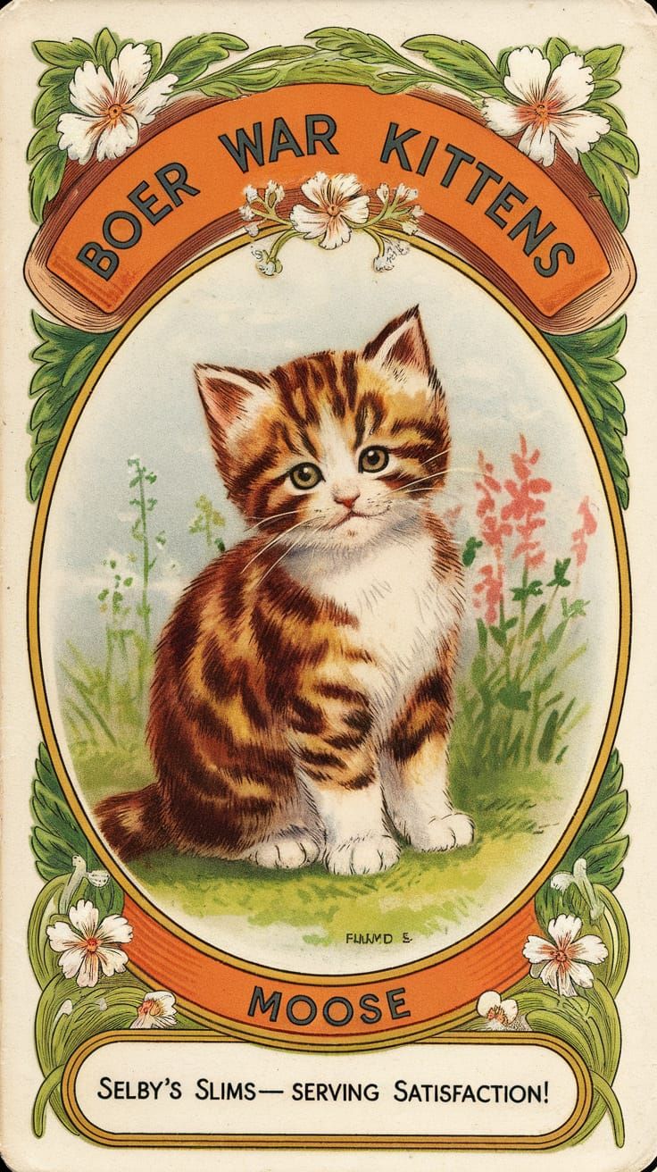 Vintage Cigarette Card: "Boer War Kittens," Moose, 1897 (Sel...