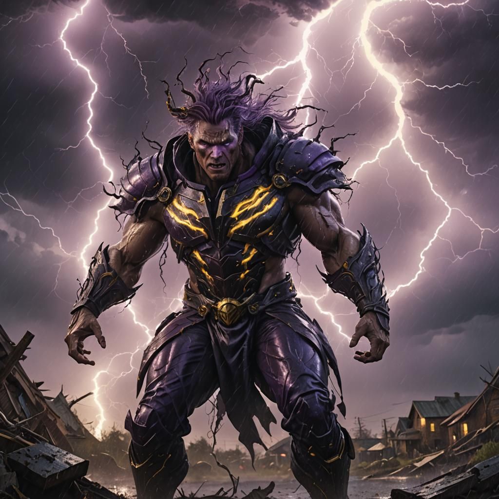 Dark Fantasy Figure in Stormy Tornado