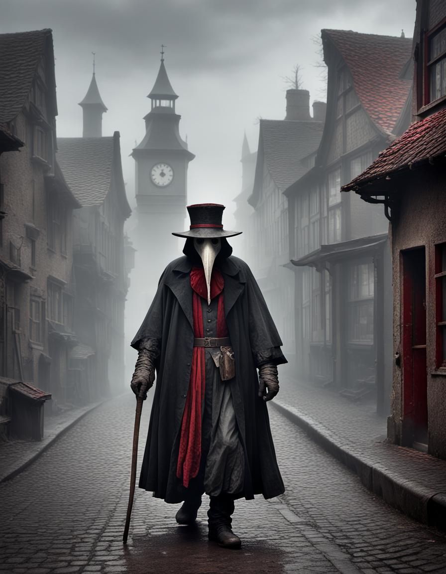 Sinister Plague Doctor in Misty Town