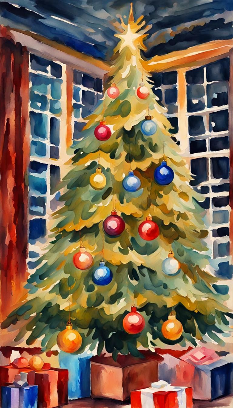 Christmas Tree Decorations Animation in Gouache Style