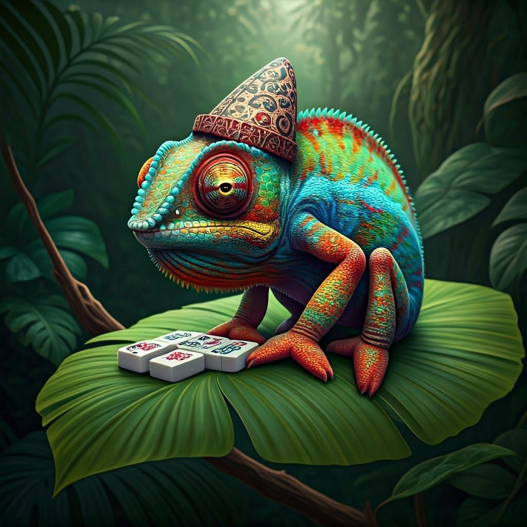 chameleon wants to play mahjong