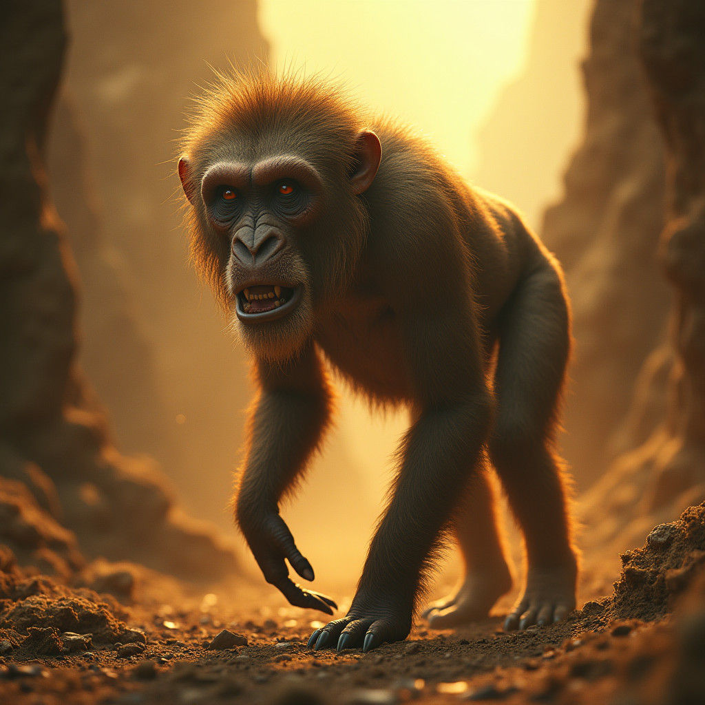 Australopithecus Afarensis in Primordial Landscape
