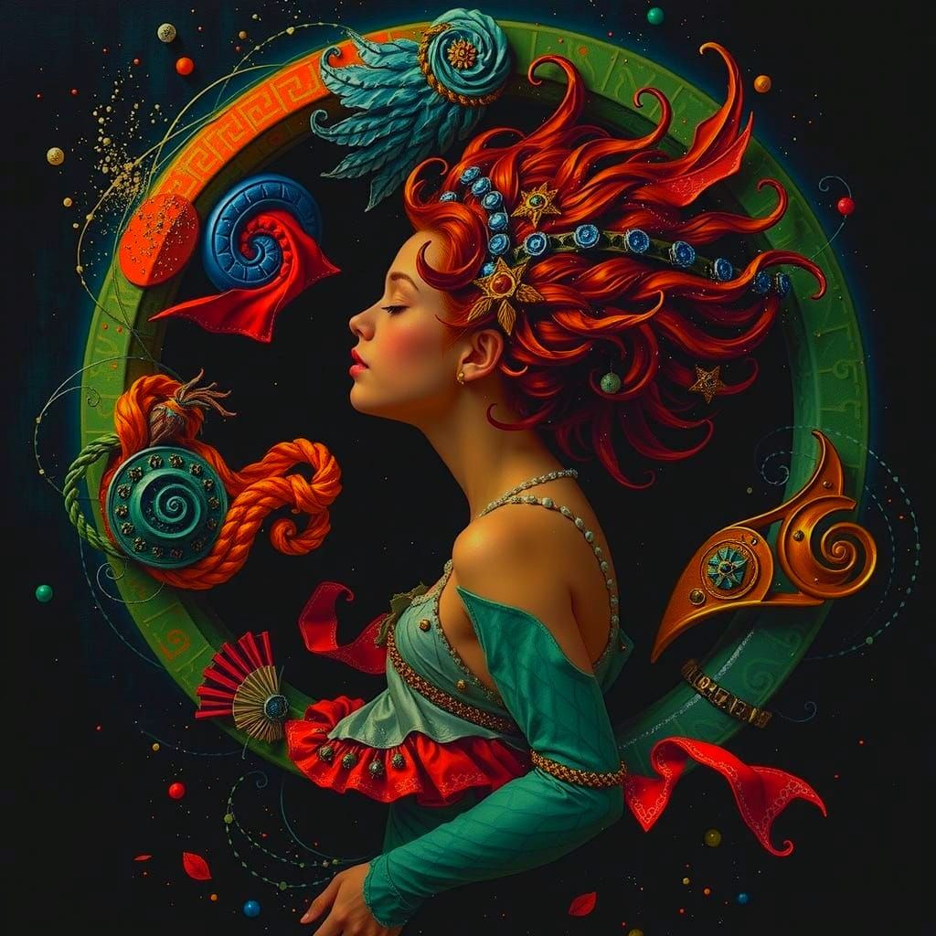 Abstract Swirling Scarlet Forms