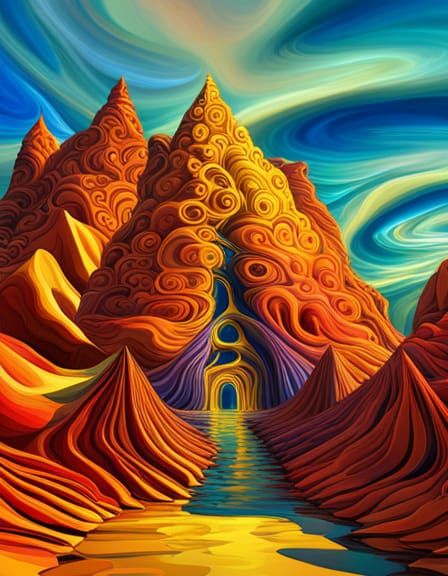 Pythagoras Explaining Theorem in Fauvist Fractal Art