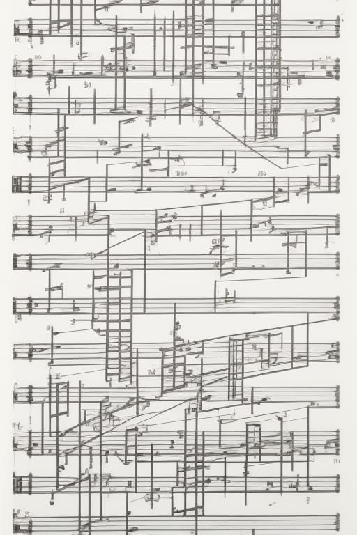 Abstract 3D Musical Score in Futurism Style