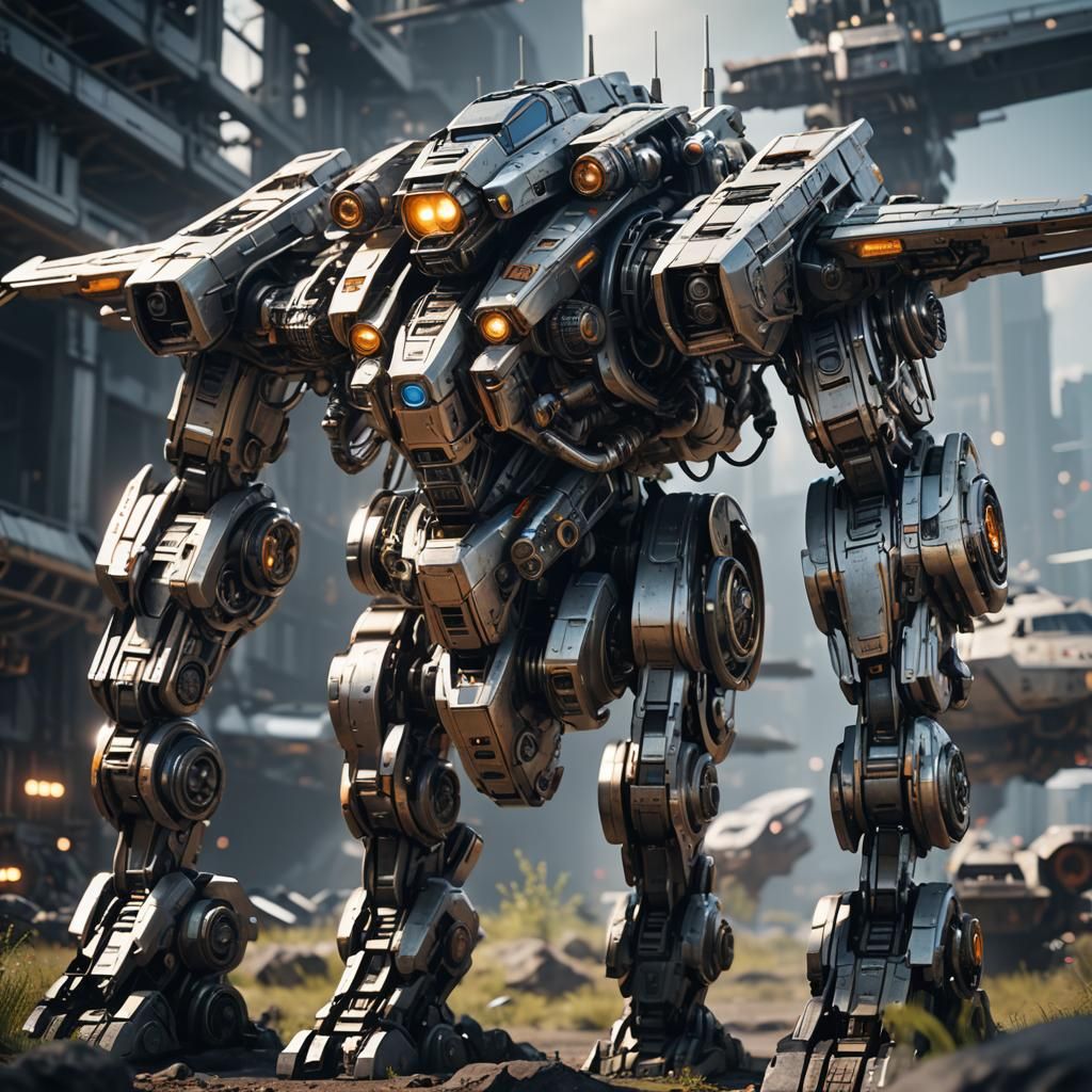 Futuristic Sci-Fi Plane with Intricate Mech Details