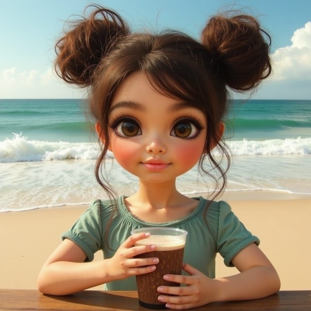 Hyper Realistic Portrait of Young Woman on the Beach