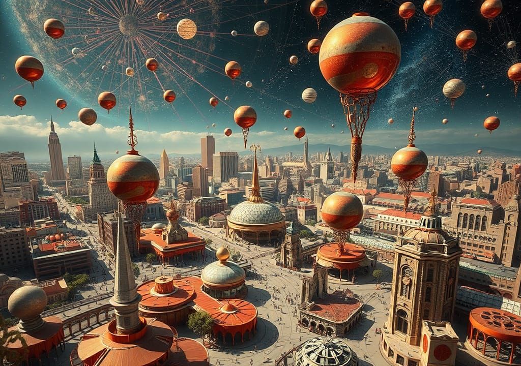 Futuristic Cityscape in Quantum Shininess Style