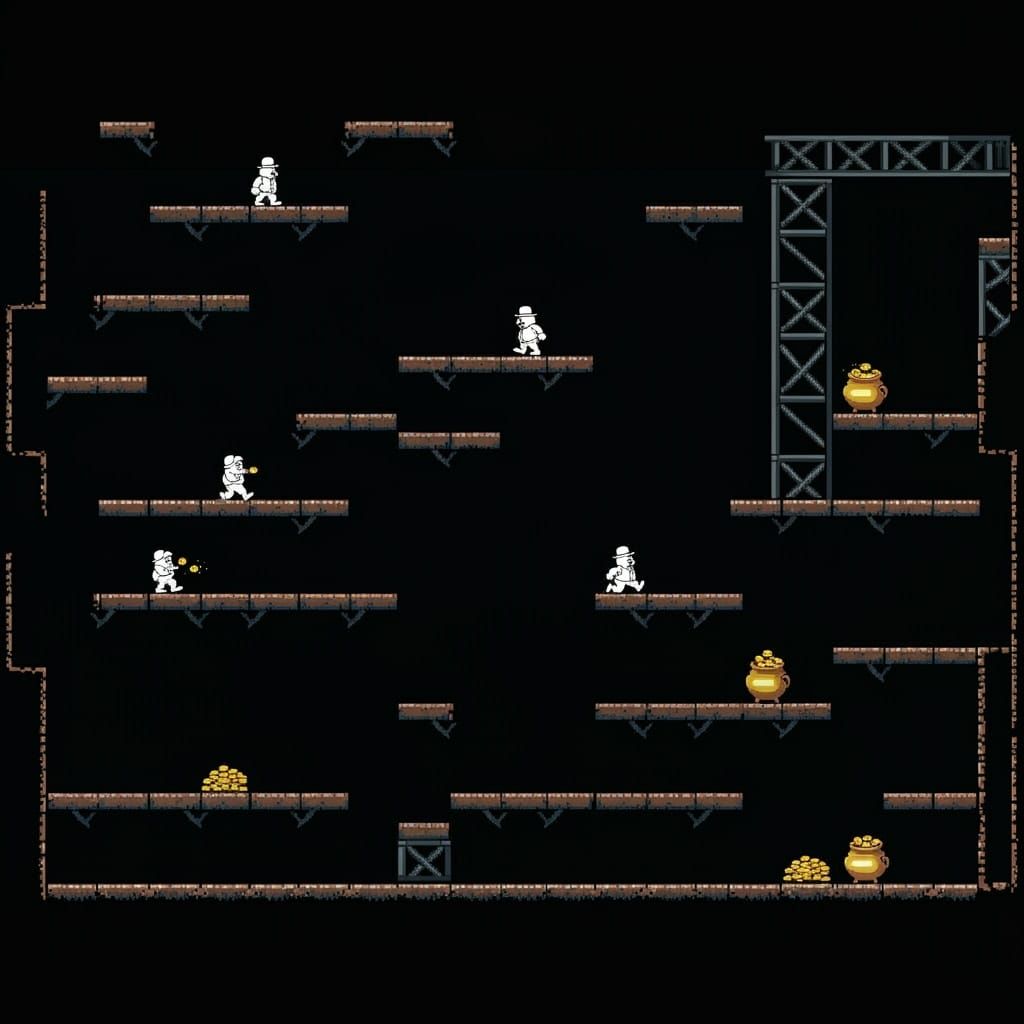 8-bit Silhouette Man in Retro Game Style