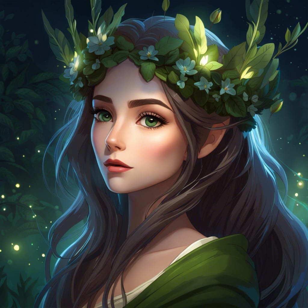Enchanting Elf Queen Portrait with Silver Hair